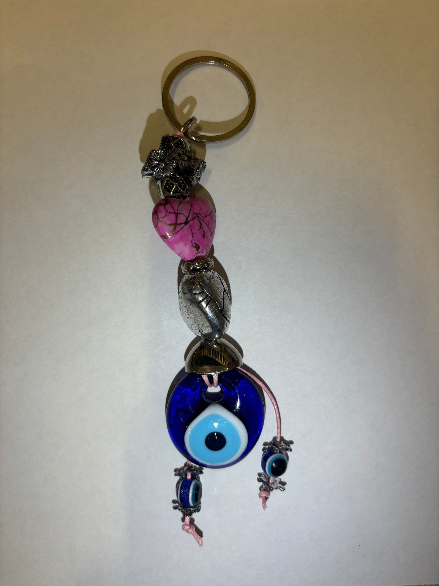 Pink Heart Evileye Keychain