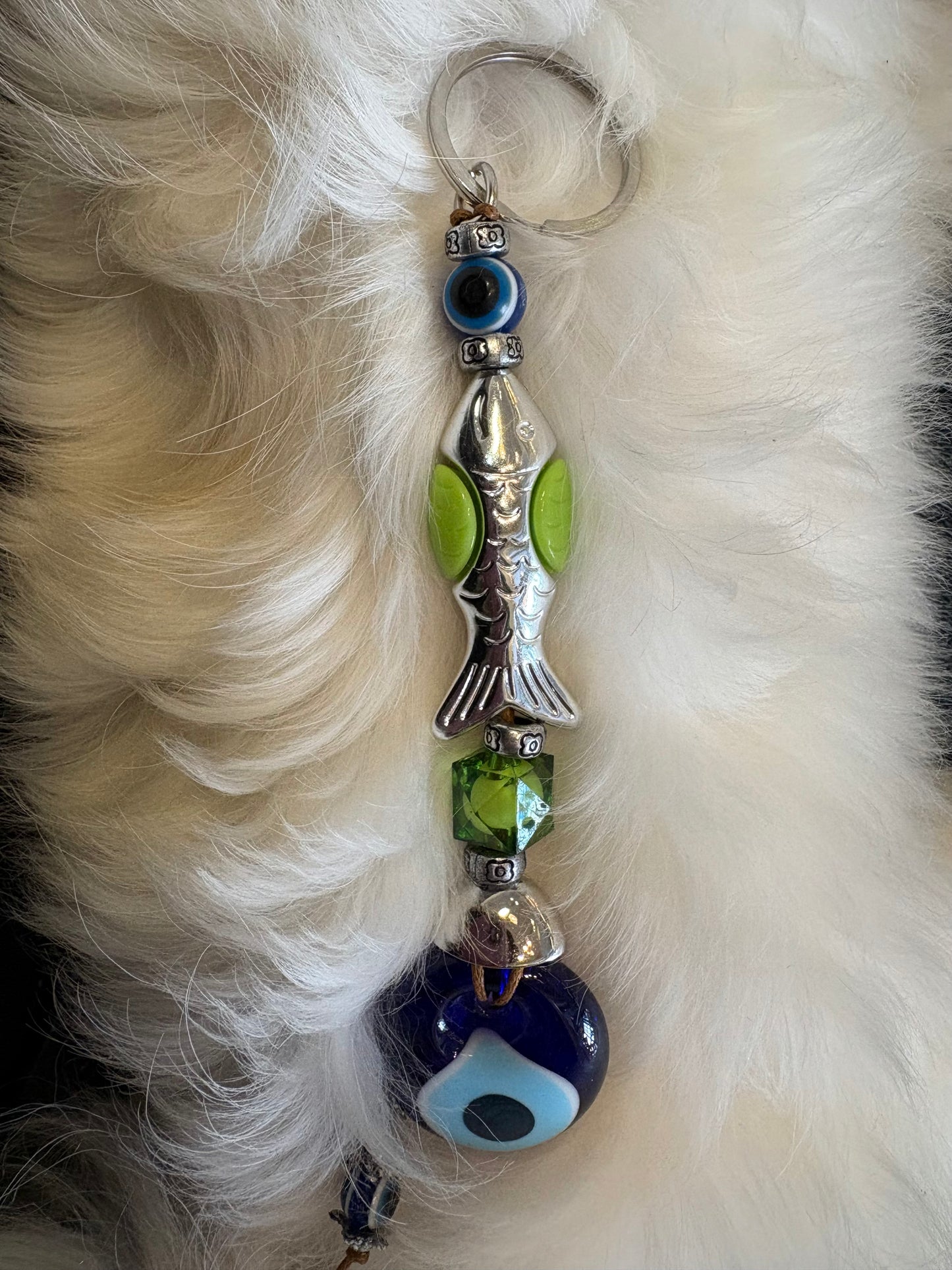 Fish Evileye Keychain Green