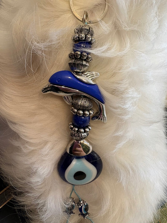 Dolphin Evileye Keychain Dark Blue